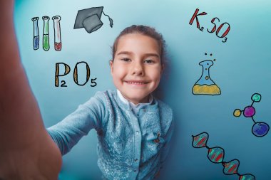 genç kız kimya genç öğrenci kendini fotoğraf kroki bilgisi