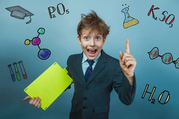 Učitel chlapec chemie dospívající student podnikatel udržuje vaše — Stock fotografie