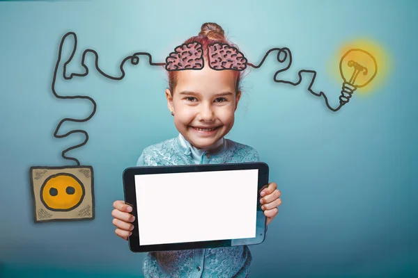 Baby girl holding a plate and having fun smiling happy igniter c — Stock Photo, Image