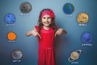 teen girl showing thumbs down and smiling at the planet of the s
