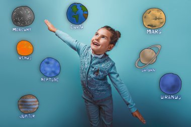 teen girl simulates flight pleasure planet of the solar system a