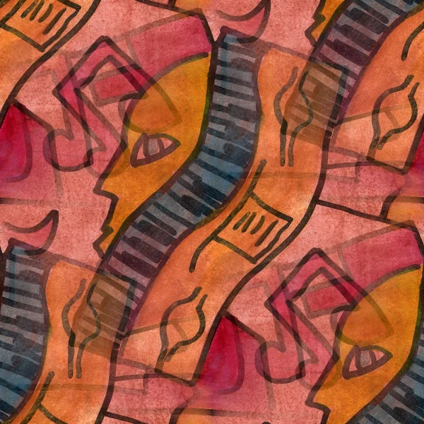 Kubizmus narancs arc Megjegyzés paletta grafikus kép zökkenőmentes textúra akvarell háttér művész grafika — Stock Fotó