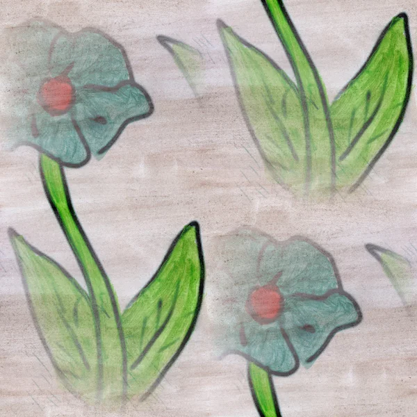 Senza soluzione di continuità verde grigio acquerello fiori fatti a mano carta da parati — Foto Stock