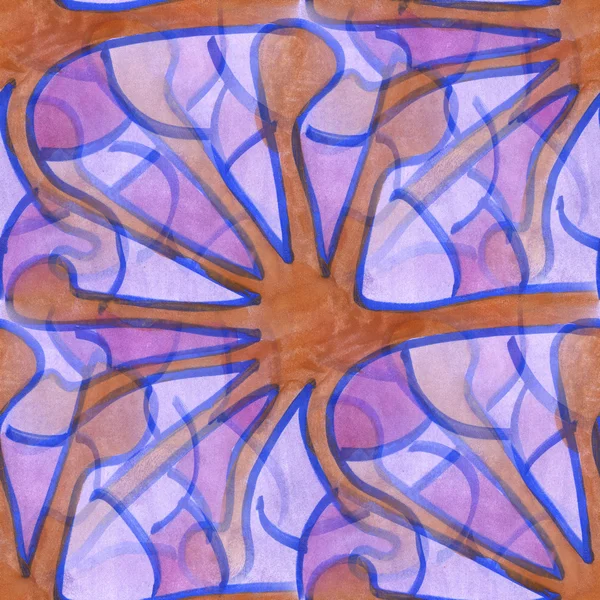 Безшовний коричневий фіолетовий щупальця орнамент шпалери акварель — стокове фото