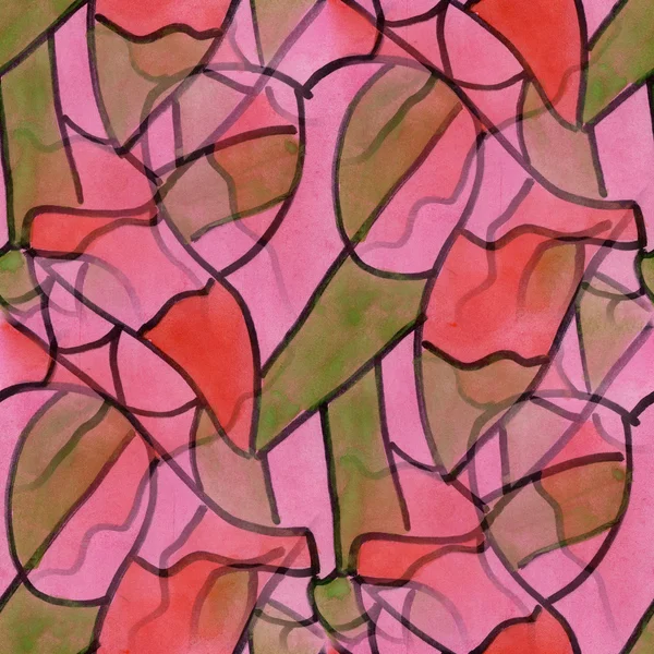 Seamless Mosaic pink green ornament wallpaper watercolor — Stock fotografie