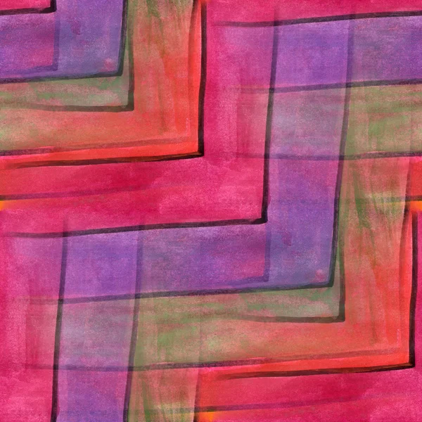 Inconsútil rojo onda púrpura curvas rayas cubismo acuarela abstracta fondo de pantalla hecho a mano —  Fotos de Stock