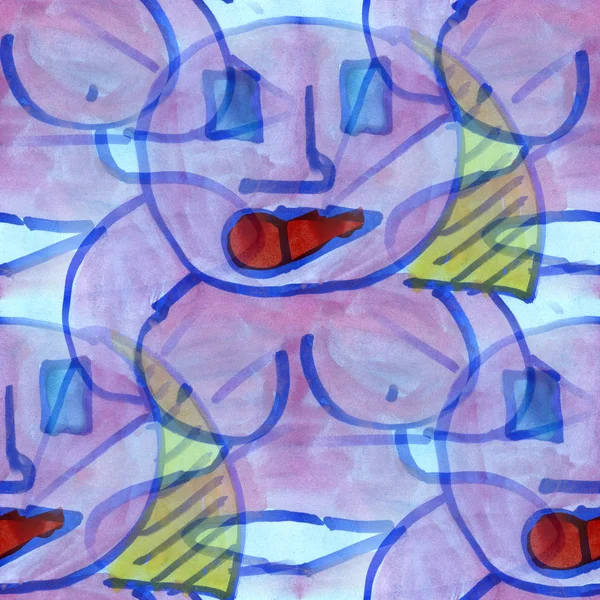 Cubismo púrpura mujer desnuda azul textura inconsútil acuarela fondo artista obras de arte —  Fotos de Stock