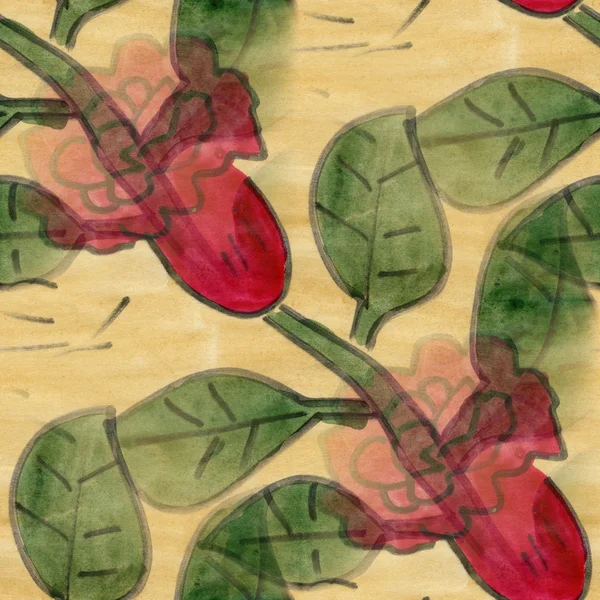 Seamless watercolor flowers red rose handmade wallpaper — Zdjęcie stockowe