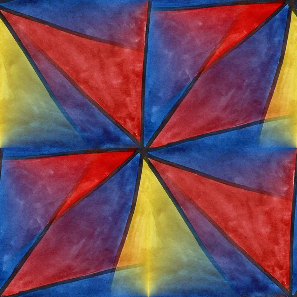 Naadloze rood blauw aquarel handgemaakte achtergrond behang driehoek — Stockfoto