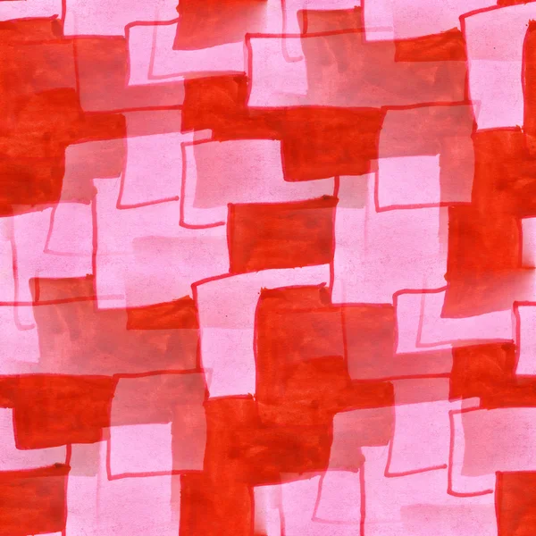 Seamless business red pink square cubism abstract watercolor handmade wallpaper — Stock Photo, Image