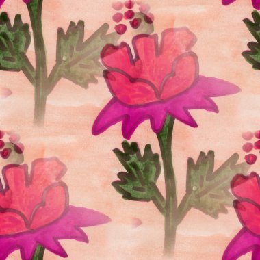 flowers seamless pink red background snowdrop wallpaper handmade watercolor