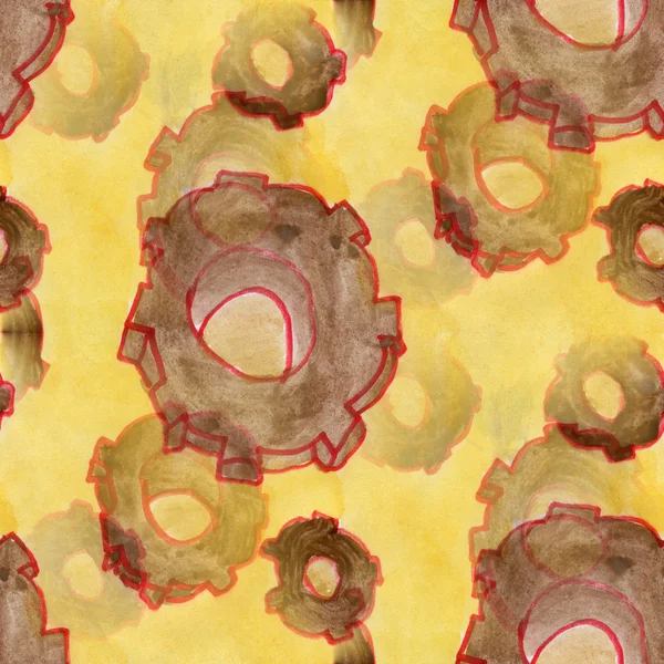 Aquarell gelb Getriebe Blumen handgemachte nahtlose Tapete Hintergrund — Stockfoto