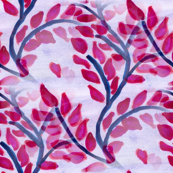 Акварельні квіти безшовні шпалери ручної роботи фон червоний фіолетовий — стокове фото