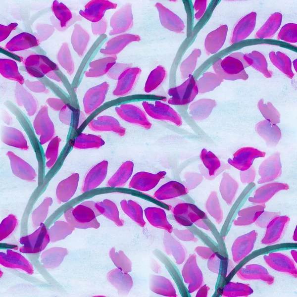 Watercolor flowers seamless handmade red purple wallpaper background — Stock Photo, Image