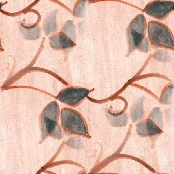 Акварельні чорно-рожеві квіти безшовні фонові шпалери ручної роботи — стокове фото
