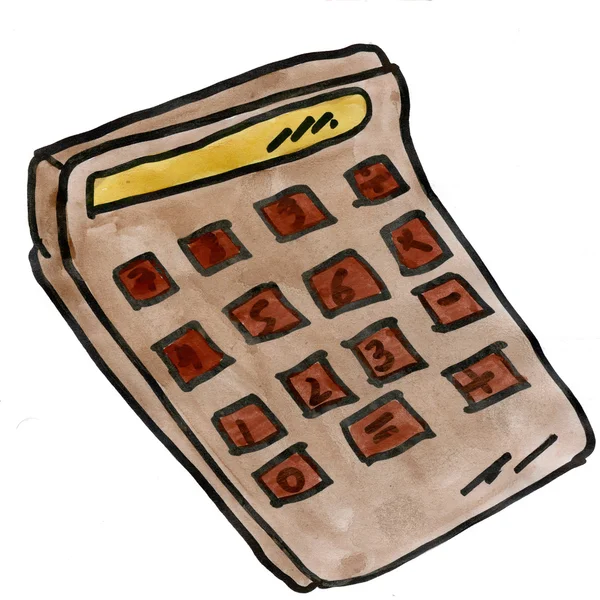 Brown calculator isolated on white background — Stock Photo, Image