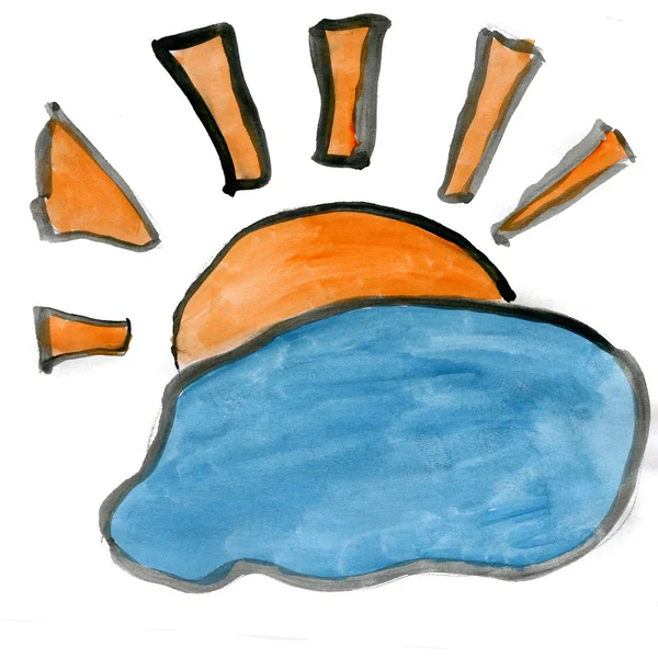Güneşin arkasında beyaz arka plan üzerinde izole bir bulut — Stok fotoğraf