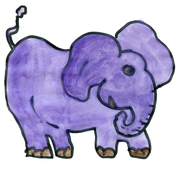 Мультфильм синий слон изолирован на белом фоне мультфильма — стоковое фото