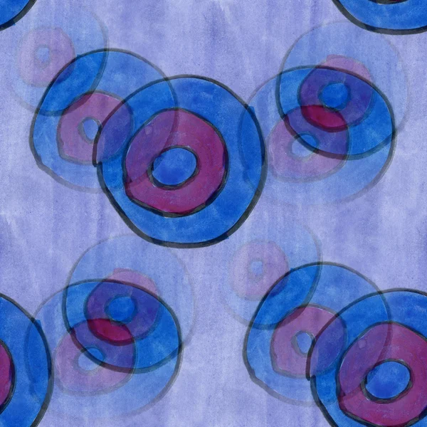 Seamless blue violet circle watercolor handmade wallpaper texture — Zdjęcie stockowe