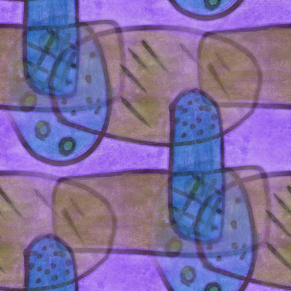 Искусство коричневый фиолетовый кубизм абстрактный стиль пикассо бесшовные обои акварель — стоковое фото