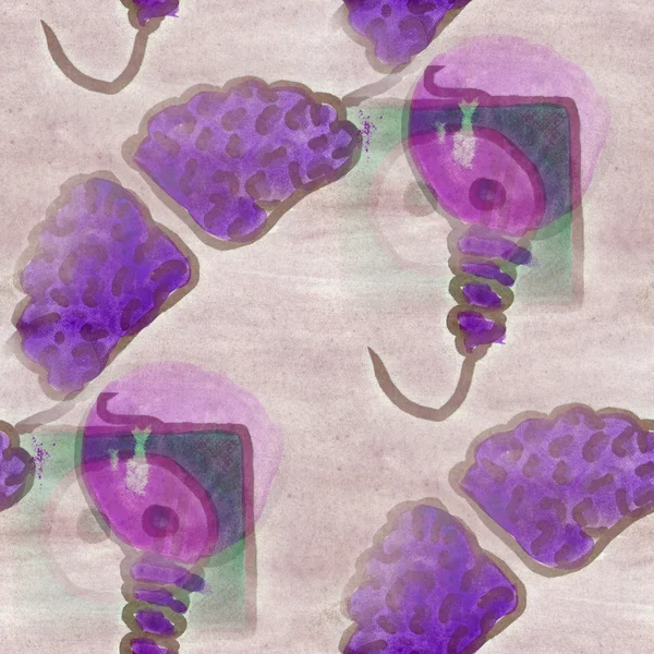 Gehirn Pirple Idee Cartoon Aquarell nahtlose Textur Tapete — Stockfoto