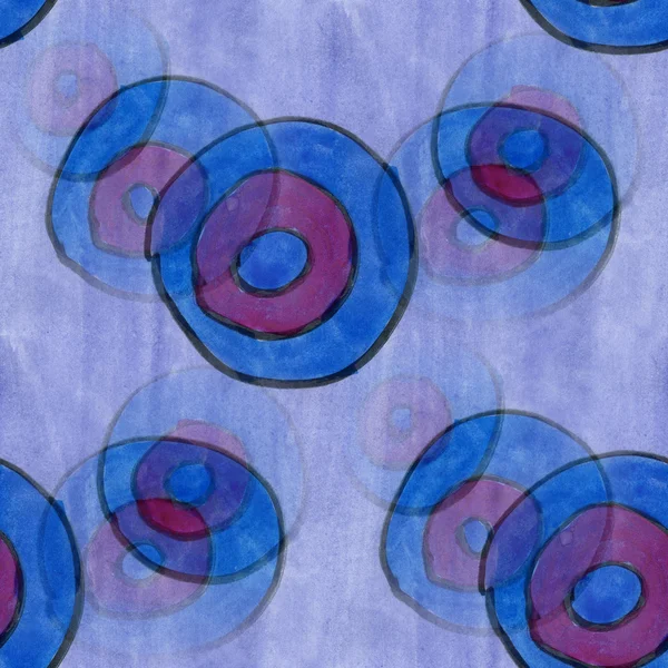 Seamless blue violet circle watercolor handmade wallpaper texture Φωτογραφία Αρχείου