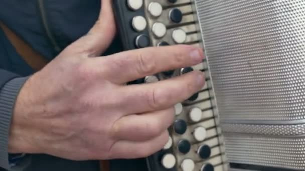 Человек, играющий на аккордеоне — стоковое видео