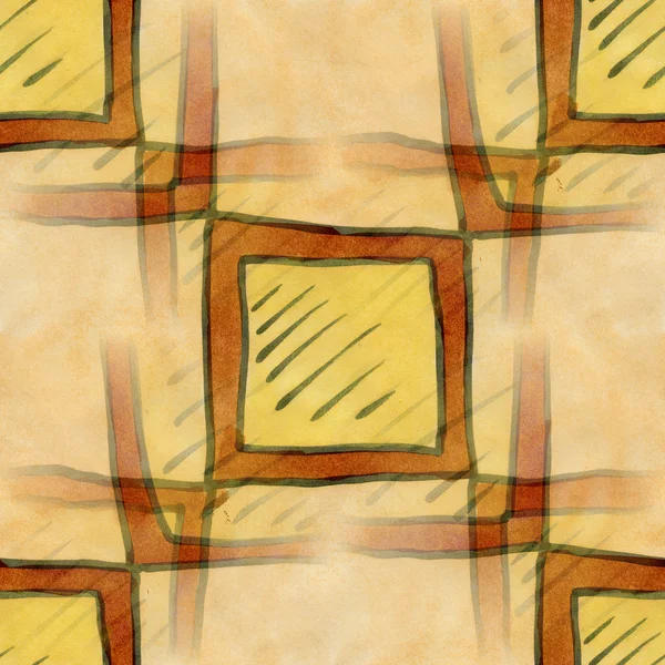 Giallo marrone quadrato senza cuciture texture acquerello carta da parati — Foto Stock