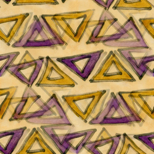 Triangle yellow, purple square seamless texture wallpaper watercolor — Stock Photo, Image