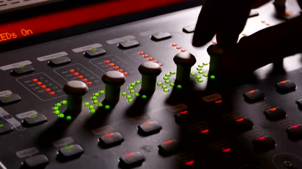Musician man brings music mixer music studio remote — Stock Video