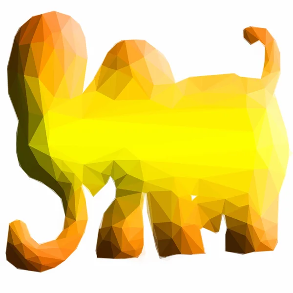 Bajo diseño de poli elefante amarillo triangular — Vector de stock