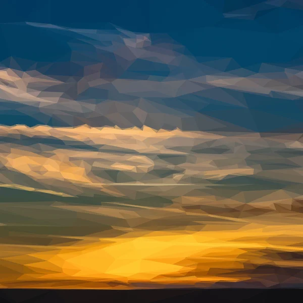 Faible conception poly ciel triangulaire coucher de soleil nature polygone — Image vectorielle
