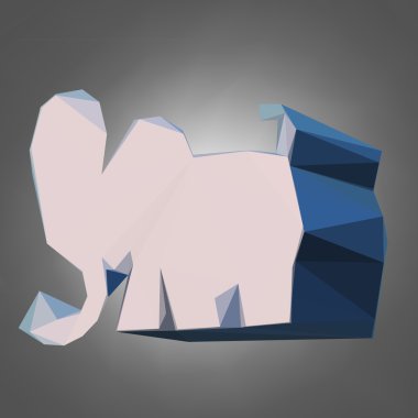 Düşük Poli dizayn üçgen mavi fil üçgen poligon