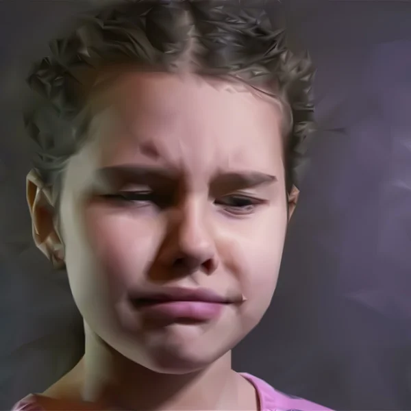 Vector teen girl crying tears mesh illustration — Stock Vector