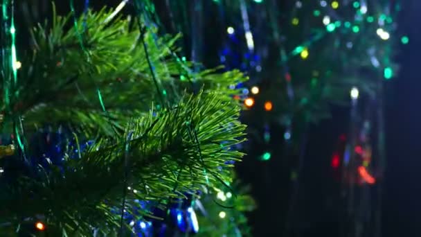 Kerstboom speelgoed prachtige licht nacht — Stockvideo