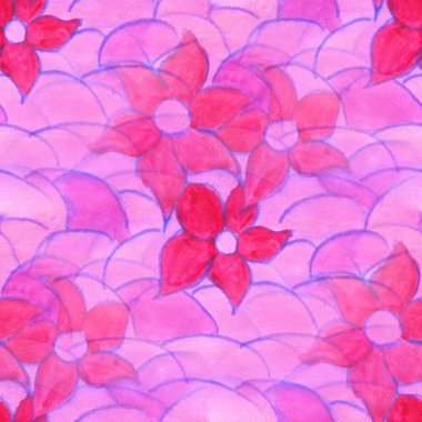 watercolor pink flower pattern seamless floral background illustration spring  wallpaper vintage art flowers