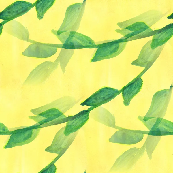 Rama de acuarela hojas patrón de flores sin costuras fondo floral ilustración primavera papel pintado flores de arte vintage — Foto de Stock