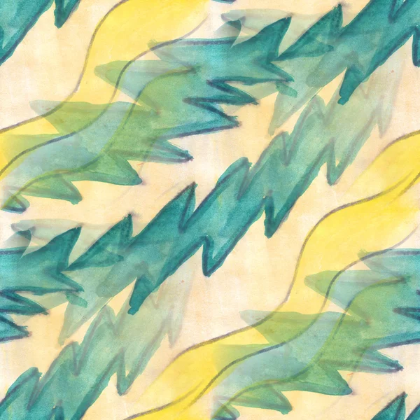 Watercolor flower pattern yellow green seamless floral background illustration spring  wallpaper vintage art flowers — ストック写真
