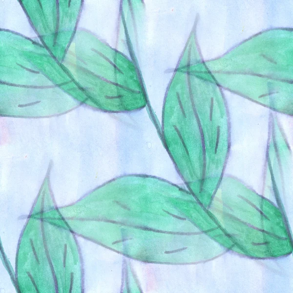 Acquerello blu verde fiore modello senza soluzione di continuità floreale sfondo illustrazione primavera carta da parati vintage arte fiori — Foto Stock