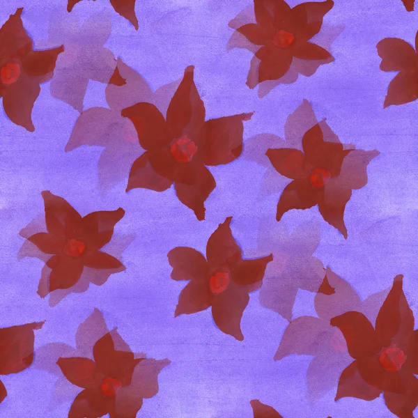 Watercolor flower red purple pattern seamless floral background illustration spring  wallpaper vintage art flowers — Zdjęcie stockowe