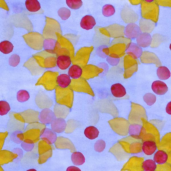 Акварельна квітка жовтий фіолетовий візерунок безшовний квітковий фон ілюстрація весняні шпалери старовинні художні квіти — стокове фото