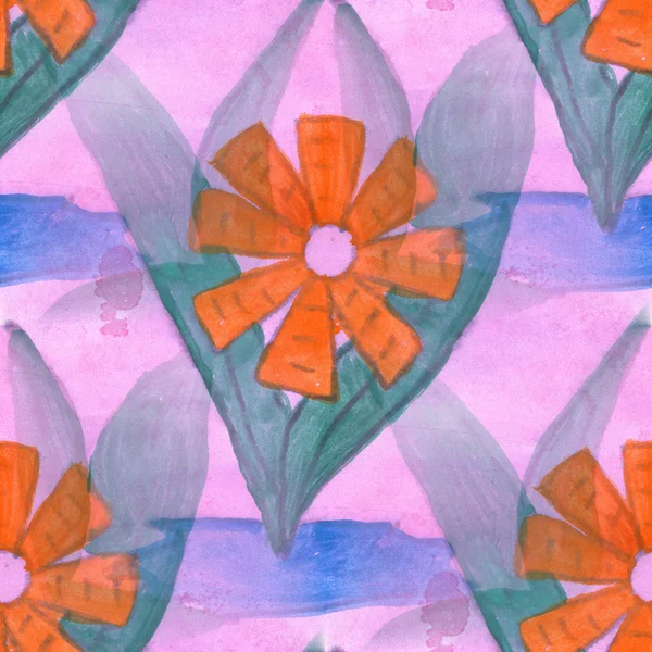 Aquarela arco rosa verde flor padrão sem costura floral fundo primavera ilustração papel de parede vintage arte flores — Fotografia de Stock
