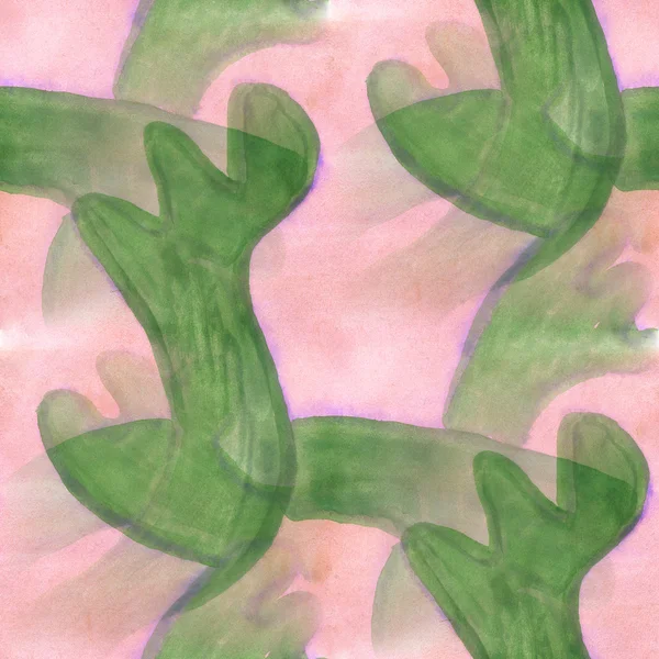 Watercolor pink green flower pattern seamless floral background spring illustration wallpaper vintage art flowers — Zdjęcie stockowe