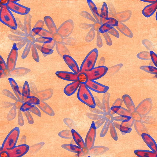 Watercolor flower pattern seamless berry floral red brown background spring illustration wallpaper vintage art flowers — Zdjęcie stockowe