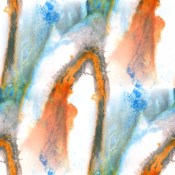 Seamless watercolor blue orange  background abstract texture art pattern, water paper design wallpaper — Zdjęcie stockowe