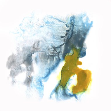 ink abstract watercolor blot splash blue green watercolour isolated on white background