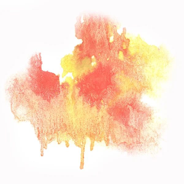 Ink abstract yellow Red watercolor blot splash watercolour isolated on white background — 图库照片