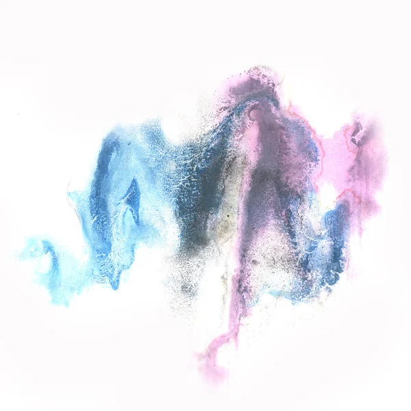 Inchiostro astratto acquerello macchia blu spruzzata viola acquerello isolato su sfondo bianco — Foto Stock