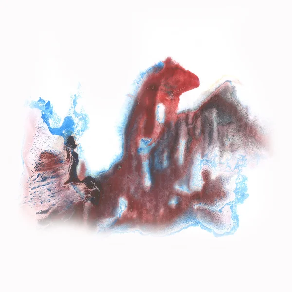 Inchiostro astratto acquerello macchia spruzzi blu marrone acquerello isolato su sfondo bianco — Foto Stock