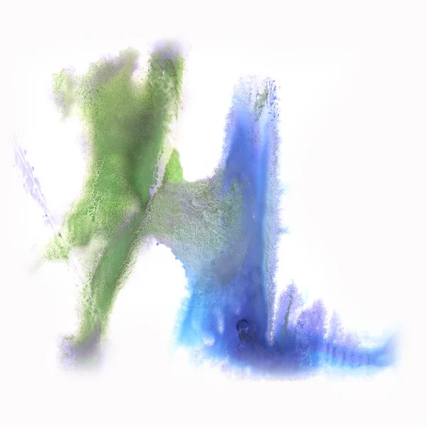 Encre aquarelle abstraite tache éclaboussure aquarelle vert bleu isolé sur fond blanc — Photo